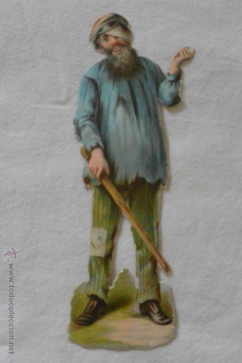 Collectable Antique Stamped Cards: Cromo troquelado mendigo