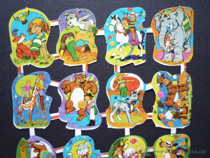 Collezionismo Figurine ritagliate antiche: L&aacute;mina cromos troquelados espa&ntilde;oles EDIVAS PEQUE&Ntilde;OS Ni&ntilde;os Perro Gato Jirafa... A&ntilde;os 70 &iexcl;&Uacute;nica en TC!