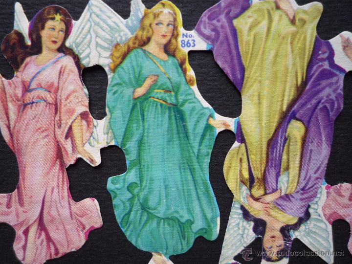 Collezionismo Figurine ritagliate antiche: L&aacute;mina incompleta 8 cromos troquelados MLP 863 / Mujeres &aacute;ngeles / Made in England a&ntilde;os '80 &iexcl;No CE!