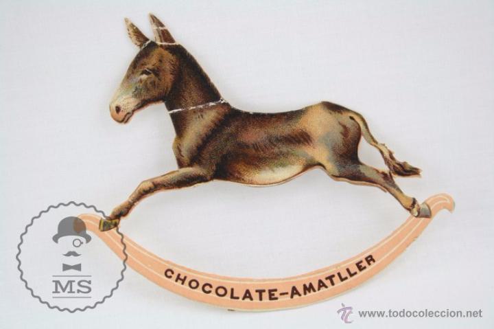 Sammeln alte gestanzte Sammelbilder: Antiguo Cromo Publicitario Troquelado - Chocolate Amatller - Burro Balanc&iacute;n. Serie C, N&ordm; 4