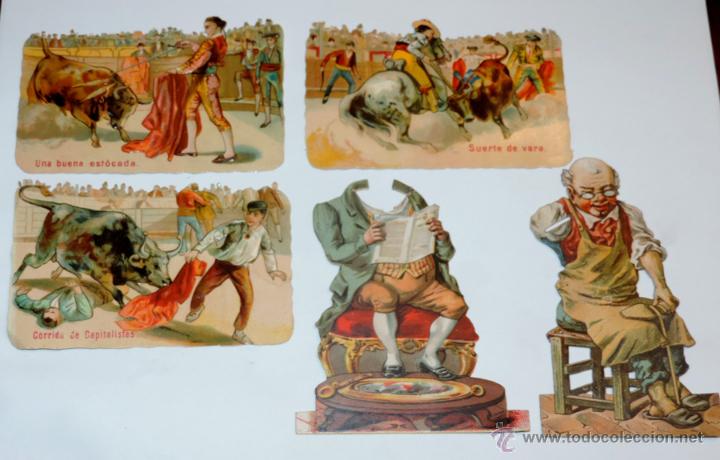 Collectionnisme Cartes &agrave; collectionner massicot&eacute;es anciennes: 5 CROMOS TROQUELADOS, VER LA FOTO DE LA PARTE TRASERA. MUY RAROS.