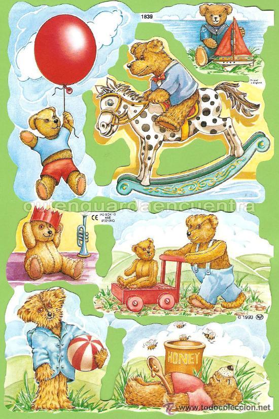 Coleccionismo Cromos troquelados antiguos: Cromos 2 l&aacute;minas recortar decoupage TREBOR MEALING manualidades MLP 1839-1840 osos peluche juguete