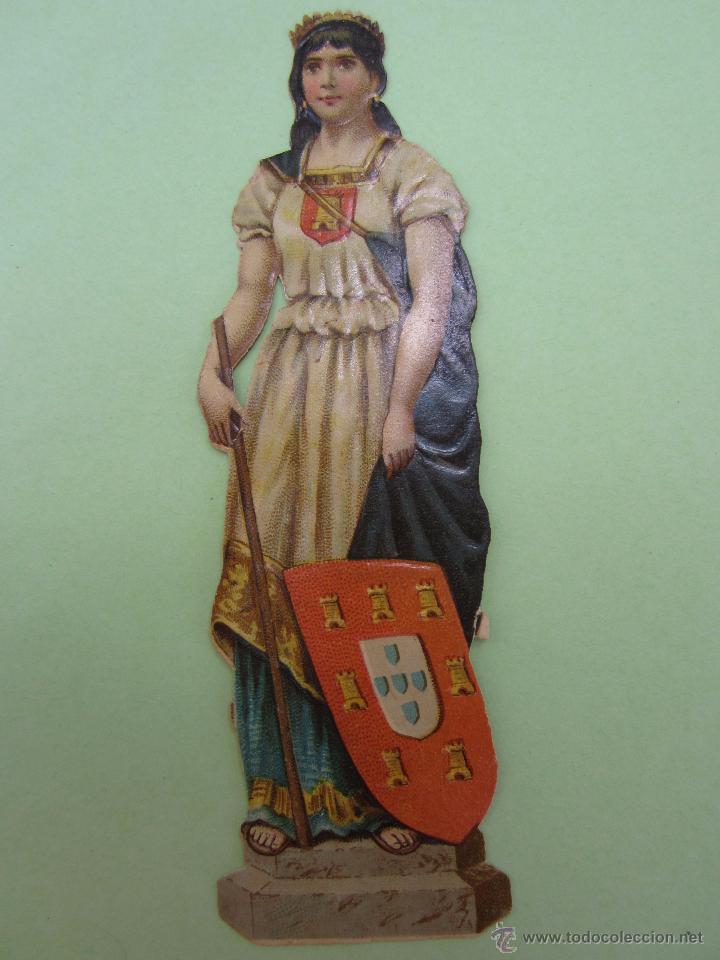 Coleccionismo cromos troquelados antiguos: cromo troquelado , mujer reina ,guerrera, con escudo , - a&ntilde;os 30