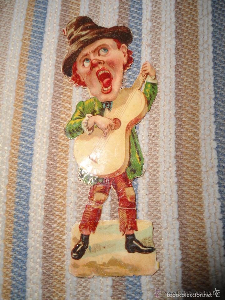 Collectable Antique Stamped Cards: ANTIGUO CROMO TROQUELADO - CARICATURA MUSICO