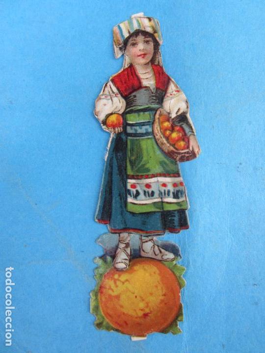 Collectable Antique Stamped Cards: antiguo cromo troquelado , mujer con fruta