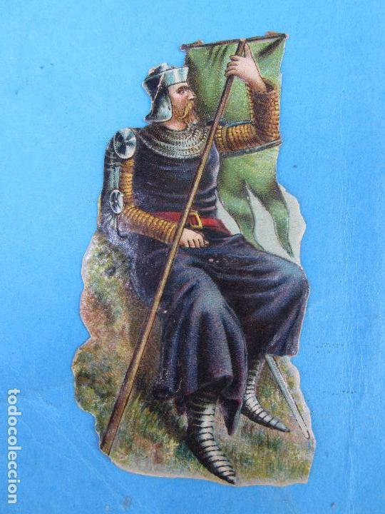 Collectable Antique Stamped Cards: antiguo cromo troquelado , guerrero o rey con estandarte