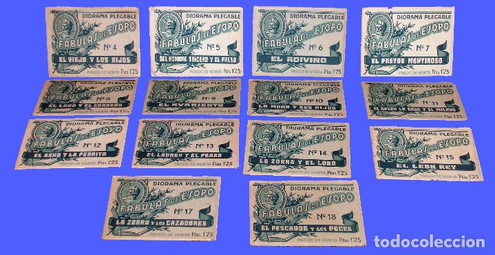 Colecionismo Cromos recortados antigos: BARSAL - DIORAMAS PLEGABLES - SERIE F&Aacute;BULAS DE ESOPO - N&ordm; 5, 6, 7, 9, 10 &aacute; 14, 17 y 18 - (1930's)