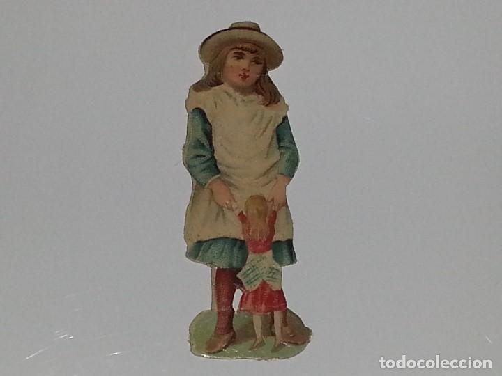 Collectionnisme Cartes &agrave; collectionner massicot&eacute;es anciennes: ANTIGUO CROMO TROQUELADO ESPA&Ntilde;OL DE FINALES SIGLO XIX PPIOS SIGLO XX NI&Ntilde;A DE EPOCA CON MU&Ntilde;ECA
