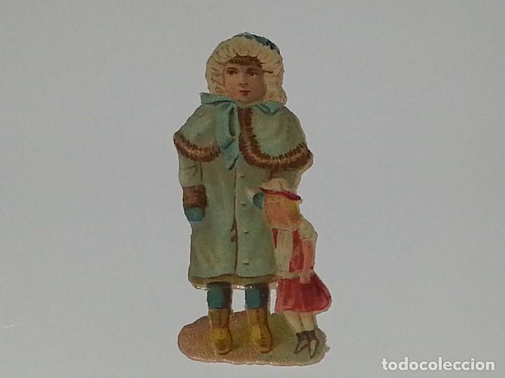 Collectionnisme Cartes &agrave; collectionner massicot&eacute;es anciennes: ANTIGUO CROMO TROQUELADO ESPA&Ntilde;OL DE FINALES SIGLO XIX PPIOS SIGLO XX NI&Ntilde;A DE EPOCA CON MU&Ntilde;ECA
