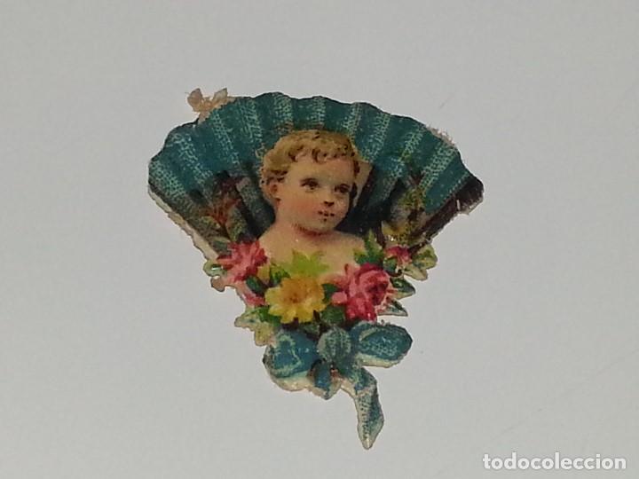 Collectionnisme Cartes &agrave; collectionner massicot&eacute;es anciennes: ANTIGUO CROMO TROQUELADO ESPA&Ntilde;OL DE FINALES SIGLO XIX PPIOS SIGLO XX NI&Ntilde;O ABANICO DE EPOCA