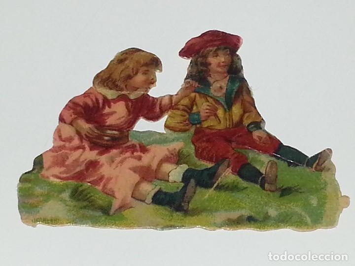 Collectionnisme Cartes &agrave; collectionner massicot&eacute;es anciennes: ANTIGUO CROMO TROQUELADO ESPA&Ntilde;OL DE FINALES SIGLO XIX PPIOS SIGLO XX ESCENA NI&Ntilde;OS DE EPOCA