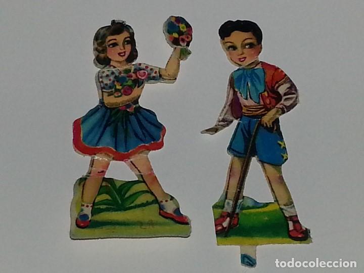 Collectionnisme Cartes &agrave; collectionner massicot&eacute;es anciennes: ANTIGUA PAREJA DE CROMOS TROQUELADOS DE PICAR A&Ntilde;OS 30 / 40 NI&Ntilde;OS DE EPOCA