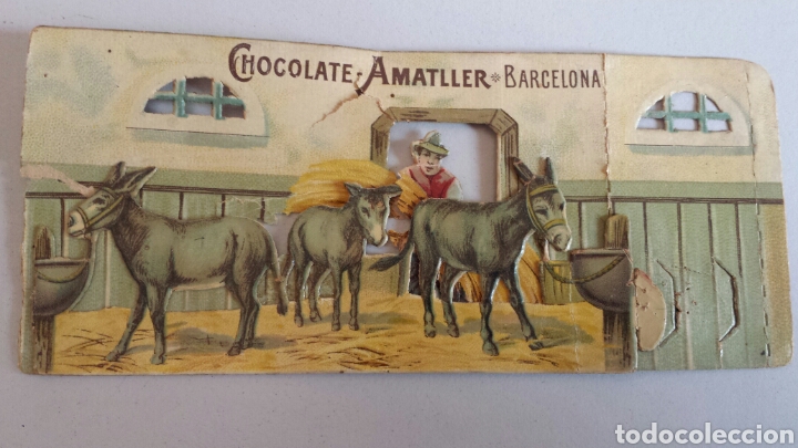 Sammeln alte gestanzte Sammelbilder: Cromo troquelado chocolate amatller granja de burros