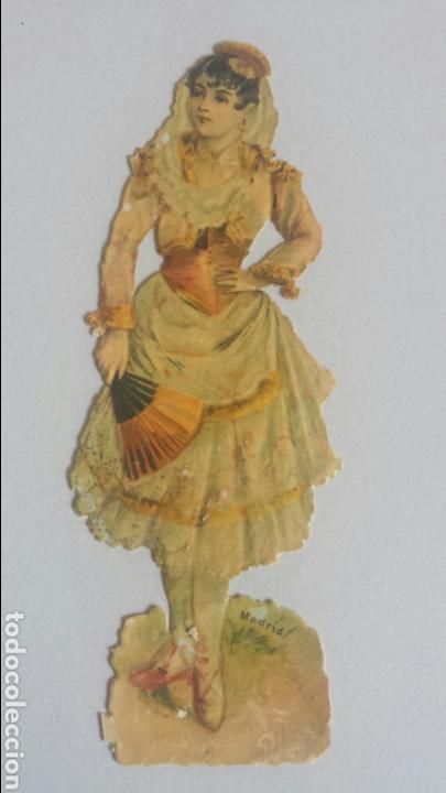 Coleccionismo cromos troquelados antiguos: Antiguo Cromo troquelado de chocolates con traje tipico, marcado madrid