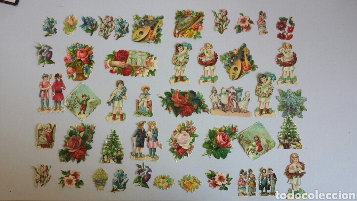 Sammeln alte gestanzte Sammelbilder: Lote de 45 antiguos y peque&ntilde;os cromos troquelados