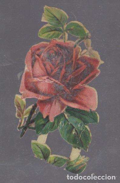 Coleccionismo cromos troquelados antiguos: cromo troquelado de una rosa - Foto 1