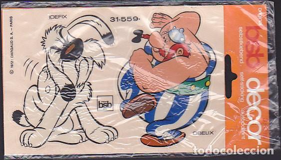 Coleccionismo cromos troquelados antiguos: 2 CROMOS ADHESIVOS OBELIX E IDEFIX - Foto 1