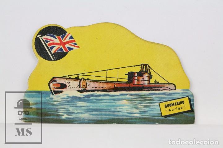 Collezionismo Figurine ritagliate antiche: Antiguo Cromo Troquelado - El Juego De Las Batallas Navales - Submarino AURIGA