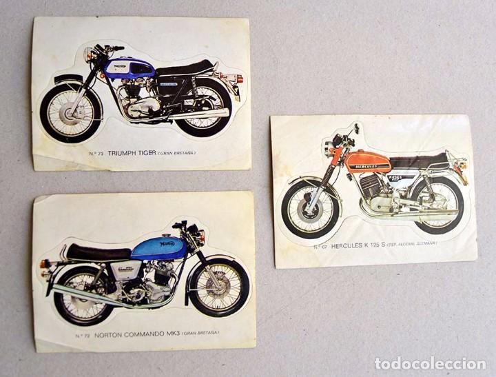 Collezionismo Figurine ritagliate antiche: Lote de 3 adhesivos pegatina cromo troquelado moto hercules, norton y triumph bruguera
