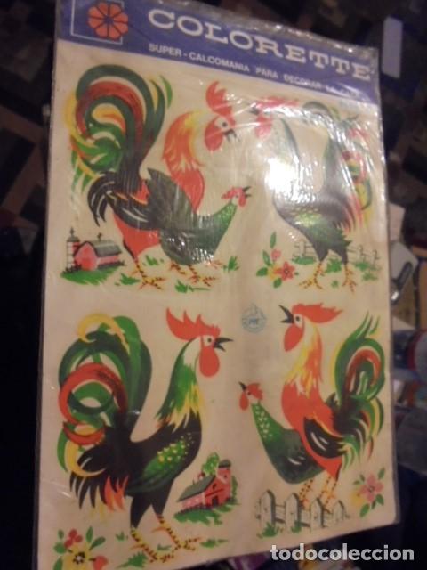 Collectionnisme Cartes &agrave; collectionner massicot&eacute;es anciennes: COLORETTE SUPER CALCOMANIA - GALLOS GALLINAS - PRECINTADO A&Ntilde;OS 70