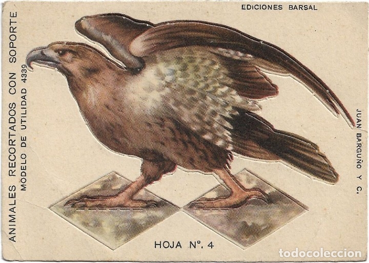 Sammeln alte gestanzte Sammelbilder: JUAN BARGU&Ntilde;&Oacute; Y C. EDICIONES BARSAL .- ANIMALES RECORTADOS CON SOPORTE AGUILA BLANCA N&ordm; 4