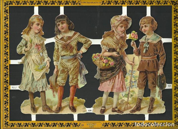 Sammeln alte gestanzte Sammelbilder: LAMINA TROQUELADA CON RELIEVE. NI&Ntilde;OS, SCRAP RELIEFS. N&ordm; A36. MAMELOK PRESS. INGLATERRA