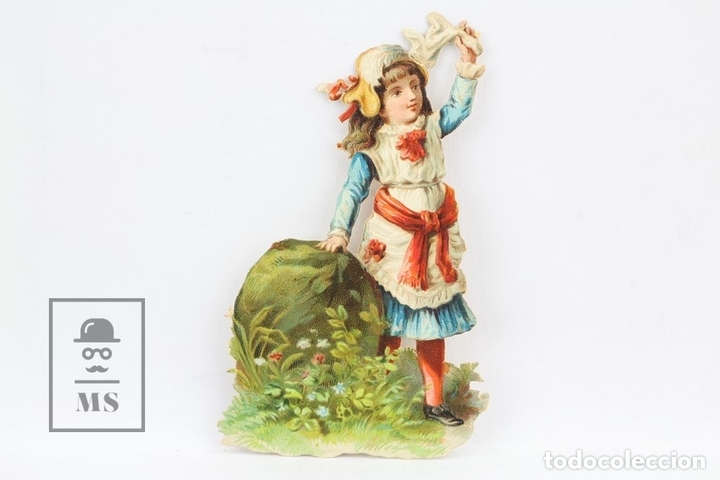 Collectionnisme Cartes &agrave; collectionner massicot&eacute;es anciennes: Antiguo Cromo de Picar / Troquelado - Chocolate / Ni&ntilde;a con Pa&ntilde;uelo - Sin Publicidad