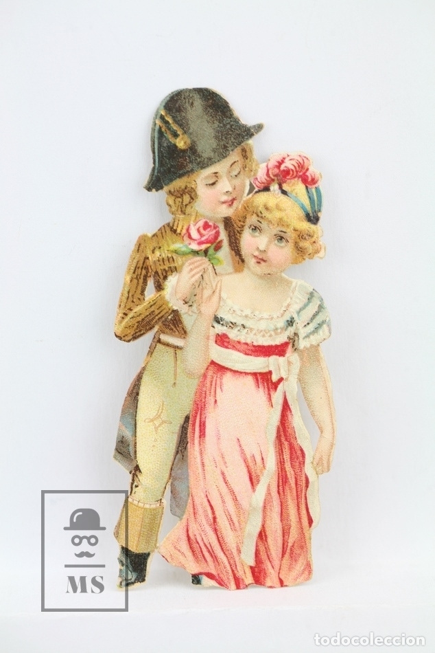 Collectionnisme Cartes &agrave; collectionner massicot&eacute;es anciennes: Antiguo Cromo de Picar / Troquelado - Chocolate / Pareja De Ni&ntilde;os - Sin Publicidad