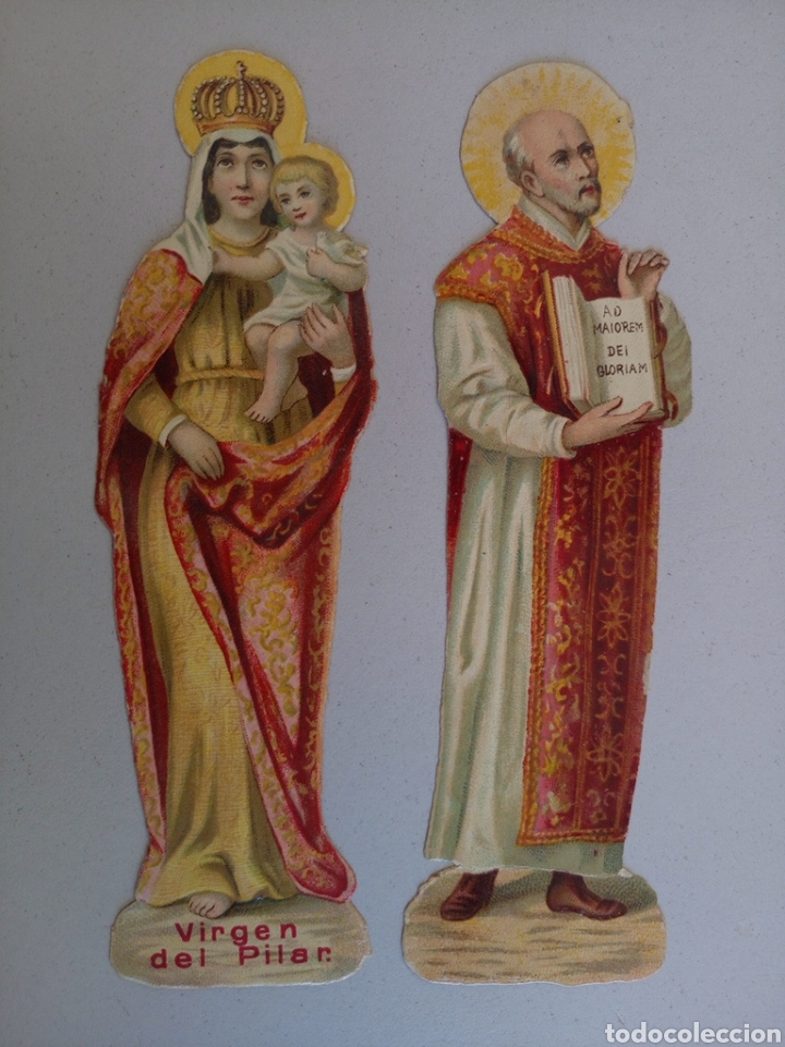 Coleccionismo Cromos troquelados antiguos: Lote de dos Antiguos cromos troquelados virgen del pilar de chocolates. Estampas.