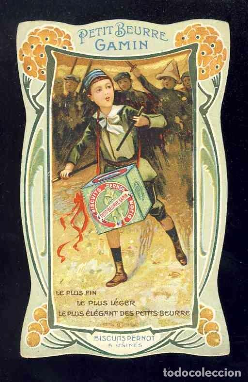 Coleccionismo cromos troquelados antiguos: Cromo troquelado modernista Biscuits Pernot - Foto 1