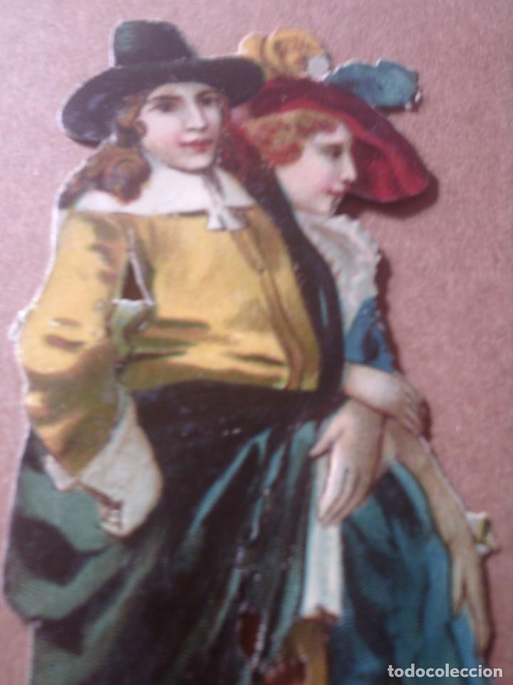 Sammeln alte gestanzte Sammelbilder: ~~~~ ANTIGUO CROMO PAREJA DE EPOCA TROQUELADO , MIDE 12,5 X 4 CM. ~~~~