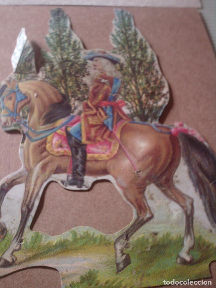 Sammeln alte gestanzte Sammelbilder: ~~~~ ANTIGUO CROMO CABALLERO A CABALLO TROQUELADO , MIDE 13 X 9 CM. ~~~~