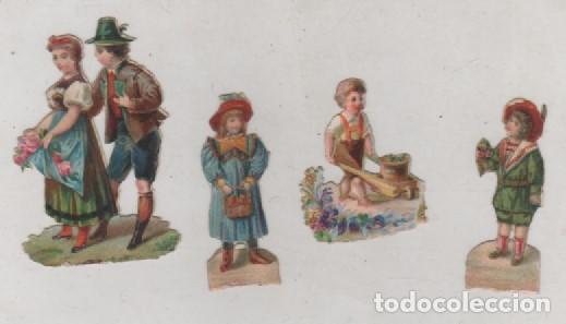 Sammeln alte gestanzte Sammelbilder: Lote de 4 cromos troquelados. Sin publicidad, el mas grande mide 6 x 3,50 cm