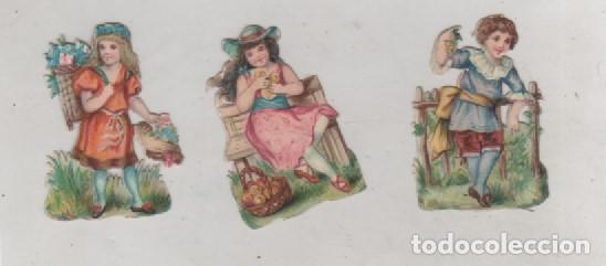 Sammeln alte gestanzte Sammelbilder: Lote de 3cromos troquelados de ni&ntilde;os. Sin publicidad, el mas grande mide 5 x 2,50 cm