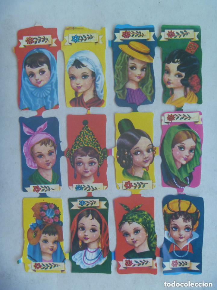 Sammeln alte gestanzte Sammelbilder: PLIEGO DE CROMOS TROQUELADOS, ORIGINALES : MUCHACHAS CON TOCADOS REGIONALES