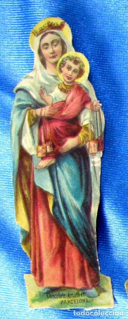 Coleccionismo Cromos troquelados antiguos: CROMO TROQUELADO. VIRGEN CON NI&Ntilde;O. CHOCOLATE AMATLLER. FINALES SIGLO XIX.