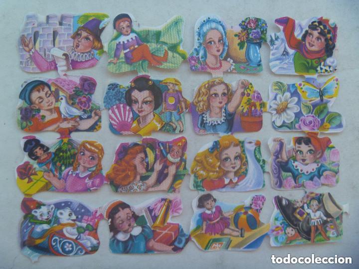 Collezionismo Figurine ritagliate antiche: PLIEGO DE CROMOS TROQUELADOS, ORIGINALES : NI&Ntilde;AS CON JUGUETES.