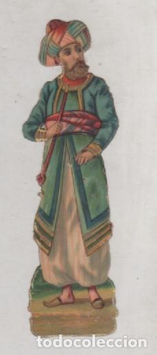 Collezionismo Figurine ritagliate antiche: Antigo cromo troquelado, Moro con turbante. Sin publicidad. 11,50 x 4 cm