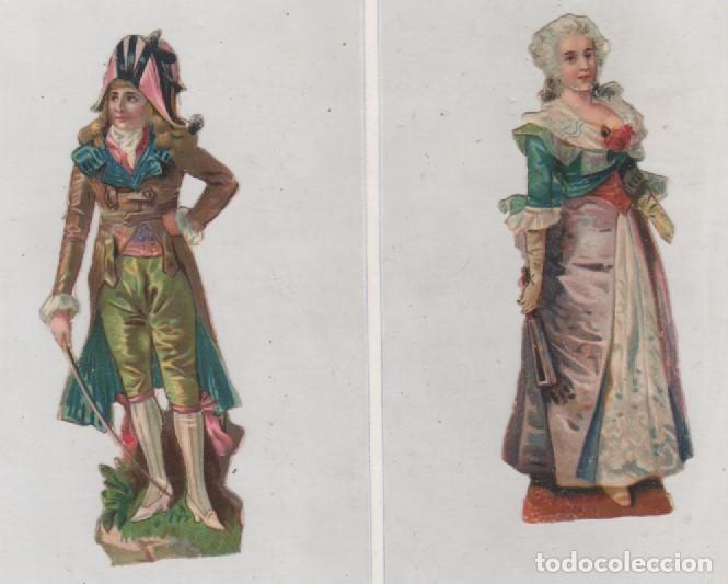 Colecionismo Cromos recortados antigos: Dos cromos troquelados, Napole&oacute;n y Josefina. Sin publicidad. 11,50 x 3 cm cada uno.