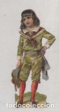 Coleccionismo cromos troquelados antiguos: Cromo troquelado. Sin publicidad. Ni&ntilde;o con traje de marinero. 8 x 3 cm