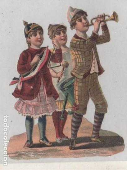 Sammeln alte gestanzte Sammelbilder: Precioso cromo torquelado ni&ntilde;os jugando. 12 x 7 cm sin publicidad.