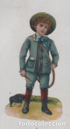 Sammeln alte gestanzte Sammelbilder: Cromo troquelado, ni&ntilde;os y p&aacute;jaro. Sin publicidad. 8 x 3 cm