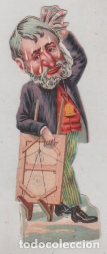 Collectable Antique Stamped Cards: Cromo troquelado, sin publicidad. caricatura pintor ambulante 12 x 4 cm