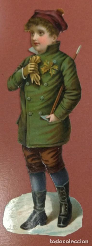 Sammeln alte gestanzte Sammelbilder: Cromo troquelado grande, Sin publicidad, Ni&ntilde;o con bast&oacute;n.