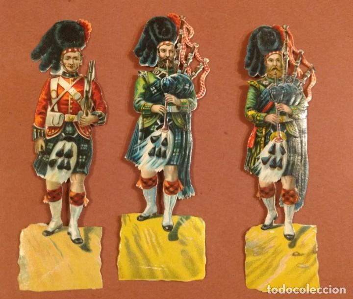 Sammeln alte gestanzte Sammelbilder: Cromos troquelados antiguos, Sin publicidad. Soldados escoceses. Gaitas
