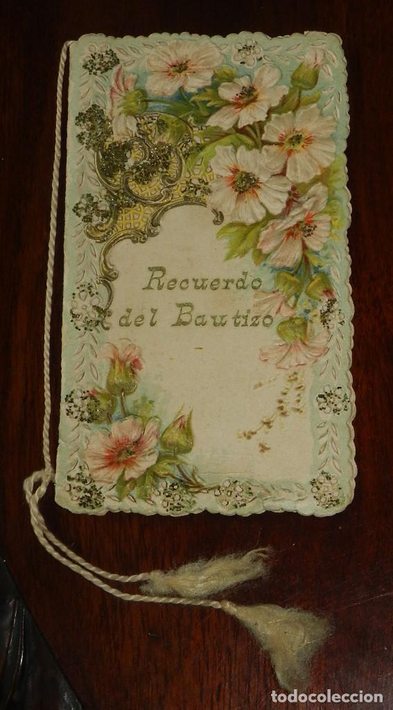 Coleccionismo Cromos troquelados antiguos: CROMO TROQUELADO DESPLEGABLE 1902 RECUERDO DEL BAUTIZO, MIDE 13 X 7,5 CMS. APROXIMADAMENTE, VER LAS