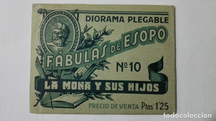 Sammeln alte gestanzte Sammelbilder: ANTIGUO DIORAMA PLEGABLE, FABULAS DE ESOPO, N&ordm; 10, LA MONA Y SUS HIJOS, EDICIONES BARSAL, A&Ntilde;OS 30