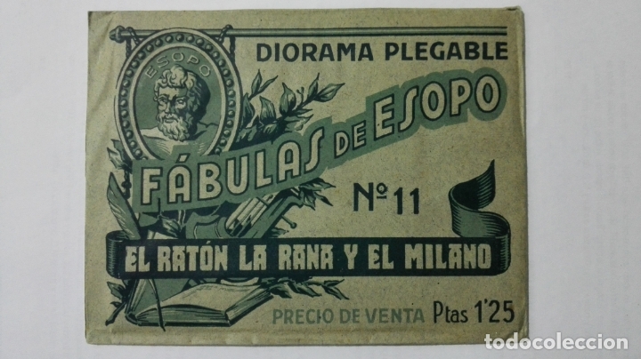 Sammeln alte gestanzte Sammelbilder: ANTIGUO DIORAMA PLEGABLE, FABULAS DE ESOPO, N&ordm; 11, EL RATON LA RANA Y EL MILANO , EDICIONES BARSAL