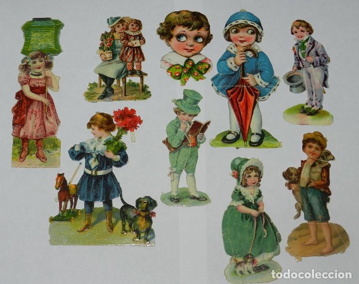 Collectionnisme Cartes &agrave; collectionner massicot&eacute;es anciennes: 9 CROMOS TROQUELADOS CON TEMATICA INFANTIL, MIDEN 11 CMS EL MAS GRANDE.