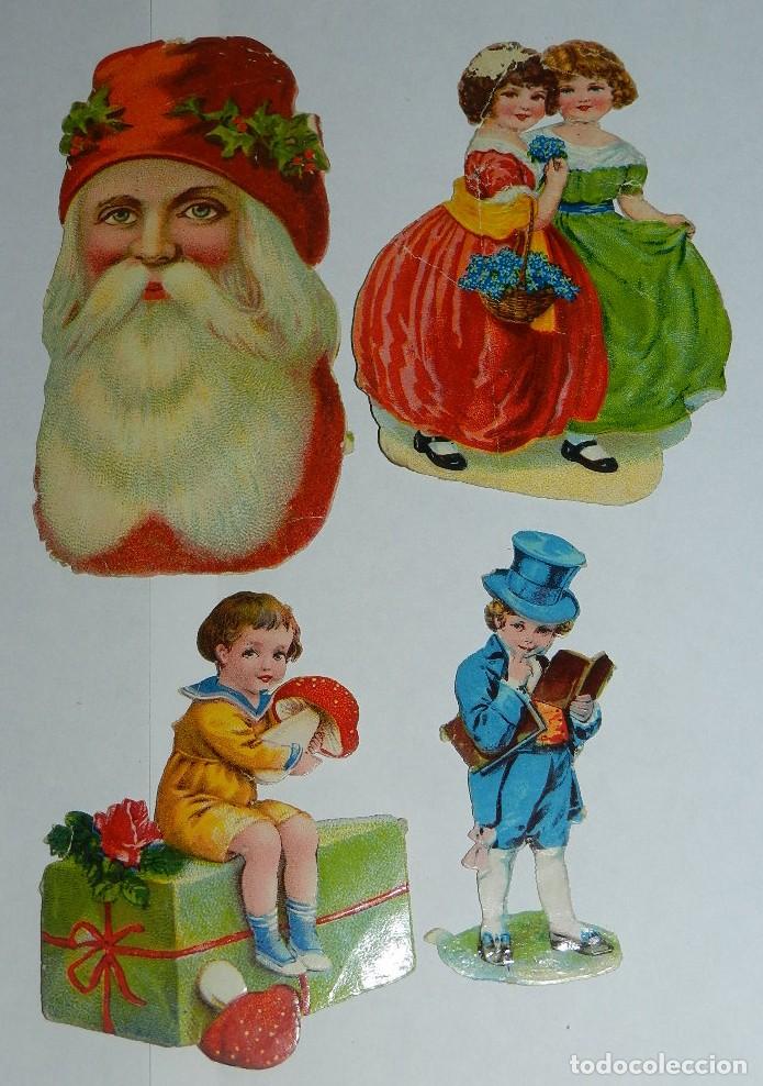 Sammeln alte gestanzte Sammelbilder: 4 CROMOS TROQUELADOS CON TEMATICA INFANTIL, SANTA CLAUS,  MIDEN 12 CMS EL MAS GRANDE.